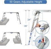 LEADALLWAY 47"x20" Work Platform,Ultra-Wide 50 Gear Adjustable Height 27.5 to 37 in Portable Folding Aluminum 3 Step Ladder 330 LBS Capacity