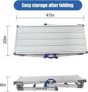 LEADALLWAY 47"x20" Work Platform,Ultra-Wide 50 Gear Adjustable Height 27.5 to 37 in Portable Folding Aluminum 3 Step Ladder 330 LBS Capacity