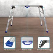 LEADALLWAY 47"x20" Work Platform,Ultra-Wide 50 Gear Adjustable Height 27.5 to 37 in Portable Folding Aluminum 3 Step Ladder 330 LBS Capacity