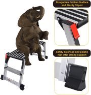 LEADALLWAY Aluminum Work Platform 38"x15" Large Size Step Stool Folding Portable Work Bench with Non-Slip Mat Capacity 660 LBS Heavy Duty
