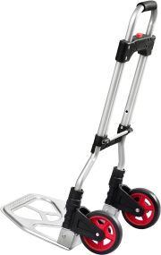 LEADALLWAY Dolly Cart Folding Hand Truck and Dolly,Steel Portable Cart with Telescoping Handle and Nylon+Rubber Wheels 180 lbs Capacity