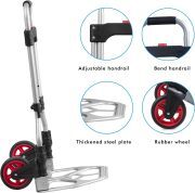 LEADALLWAY Dolly Cart Folding Hand Truck and Dolly,Steel Portable Cart with Telescoping Handle and Nylon+Rubber Wheels 180 lbs Capacity