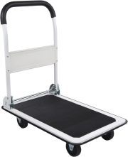 LEADALLWAY Foldable Push Cart Platform Cart 330lbs Capacity 4 Wheels 28.7x18.5x32.3inches White