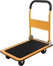 LEADALLWAY Foldable Push Cart Platform Cart 330lbs Capacity 4 Wheels 28.7x18.5x32.3inches Yellow