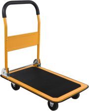 LEADALLWAY Foldable Push Cart Platform Cart 330lbs Capacity 4 Wheels 28.7x18.5x32.3inches Yellow