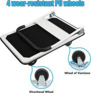 LEADALLWAY Platform Truck Large Size 880lbs Foldable Push Cart 35.8x24x34.3inches White