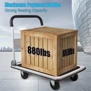 LEADALLWAY Platform Truck Large Size 880lbs Foldable Push Cart 35.8x24x34.3inches White