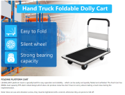 LEADALLWAY Platform Truck Large Size 880lbs Foldable Push Cart 35.8x24x34.3inches White