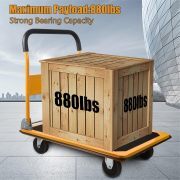 LEADALLWAY Platform Truck Large Size 880lbs Foldable Push Cart 35.8x24x34.3inches Yellow