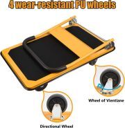 LEADALLWAY Platform Truck Large Size 880lbs Foldable Push Cart 35.8x24x34.3inches Yellow