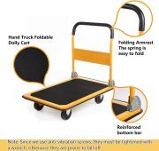 LEADALLWAY Platform Truck Large Size 880lbs Foldable Push Cart 35.8x24x34.3inches Yellow