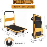 LEADALLWAY Platform Truck Large Size 880lbs Foldable Push Cart 35.8x24x34.3inches Yellow