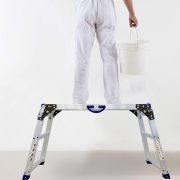 LEADALLWAY Work Platform 39"x12",50 Gear Adjustable Height 25 to 35 inches Portable Folding Aluminum Step Ladder of Capacity 330 LBS Heavy Duty