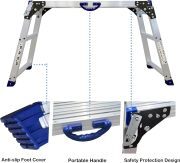 LEADALLWAY Work Platform 39"x12",50 Gear Adjustable Height 25 to 35 inches Portable Folding Aluminum Step Ladder of Capacity 330 LBS Heavy Duty