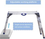 LEADALLWAY Work Platform 39"x12",50 Gear Adjustable Height 25 to 35 inches Portable Folding Aluminum Step Ladder of Capacity 330 LBS Heavy Duty