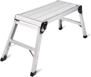 LEADALLWAY Work Platform Aluminum 30"x12"Step Ladder Heavy Duty Foldable Aluminum Platform 330 LBS Capacity