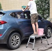 LEADALLWAY Work Platform Aluminum 30"x12"Step Ladder Heavy Duty Foldable Aluminum Platform 330 LBS Capacity