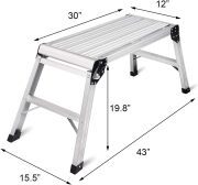 LEADALLWAY Work Platform Aluminum 30"x12"Step Ladder Heavy Duty Foldable Aluminum Platform 330 LBS Capacity