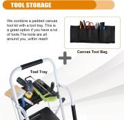 LEADALLWAY 4 Step Ladder with Handrails Folding Step Stool (Include Tool Tray+Bag) 330lbs Capacity