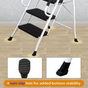 LEADALLWAY 4 Step Ladder with Handrails Folding Step Stool (Include Tool Tray+Bag) 330lbs Capacity