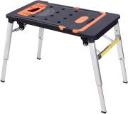 LEADALLWAY 7-in-1 Folding Portable Workbench Painted Work Table as Workbench, Scaffold,Platform,Sawhorse,Car Creeper and Hand Truck with 4 Wheels