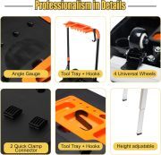 LEADALLWAY 7-in-1 Folding Portable Workbench Painted Work Table as Workbench, Scaffold,Platform,Sawhorse,Car Creeper and Hand Truck with 4 Wheels