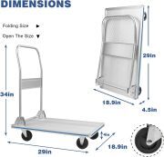 LEADALLWAY Platform Truck 29" Lx19 W Aluminum Foldable Push Cart 440lbs Capacity