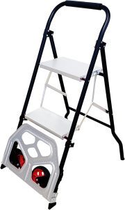 LEADALLWAY Hand Truck 2 Step Ladder Multifunction 2-in-1 Collapsible Dolly