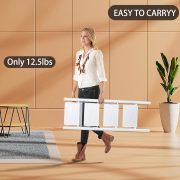 LEADALLWAY Lightweight 4 Step Closet Step Ladder Designed Specifically for Women Folding Step Stool Ladder for Home, Kitchen Plant Stand Adder 330 Lbs Capacity,White