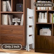 LEADALLWAY Lightweight 4 Step Closet Step Ladder Designed Specifically for Women Folding Step Stool Ladder for Home, Kitchen Plant Stand Adder 330 Lbs Capacity,White