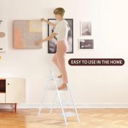 LEADALLWAY Lightweight 4 Step Closet Step Ladder Designed Specifically for Women Folding Step Stool Ladder for Home, Kitchen Plant Stand Adder 330 Lbs Capacity,White