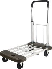 LEADALLWAY Platform Cart Foldable Push Cart Aluminum Adjustable Length Flatbed Cart with Polyurethane Mute Wheel,330-LB Capacity