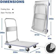 LEADALLWAY Platform Truck 35" Lx21 W Large Size Foldable Push Cart Dolly Aluminum Heavy Duty 800lbs Capacity