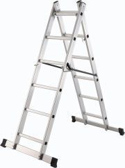 LEADALLWAY Scaffolding Platform 4 Foot High 63''(L) x66''(H) 3 in 1 Multi-Purpose as Double-Sided Herringbone Ladder Vertical Ladder Aluminium Folding Step Ladder