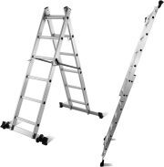 LEADALLWAY Scaffolding Platform 4 Foot High 63''(L) x66''(H) 3 in 1 Multi-Purpose as Double-Sided Herringbone Ladder Vertical Ladder Aluminium Folding Step Ladder