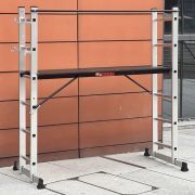 LEADALLWAY Scaffolding Platform 4 Foot High 63''(L) x66''(H) 3 in 1 Multi-Purpose as Double-Sided Herringbone Ladder Vertical Ladder Aluminium Folding Step Ladder