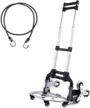 LEADALLWAY Stair Climbing Cart Aluminum Alloy Portable Climbing Cart 6 Crystal Wheels and 4 Universal Wheels Hand Cart with Climbing Rope
