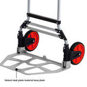 LEADALLWAY 265lbs Capacity Large Size Dolly Cart with Ropes Heavy Duty Folding Hand Truck,Steel Portable Cart with Big Wheels