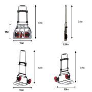 LEADALLWAY 265lbs Capacity Large Size Dolly Cart with Ropes Heavy Duty Folding Hand Truck,Steel Portable Cart with Big Wheels