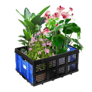 LEADALLWAY 50L Collapsible Plastic Storage Basket Hand Trucks Foldable Storage Bin Organizer 110LBS,1Pack