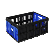 LEADALLWAY 50L Collapsible Plastic Storage Basket Hand Trucks Foldable Storage Bin Organizer 110LBS,1Pack