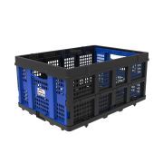 LEADALLWAY 50L Collapsible Plastic Storage Basket Hand Trucks Foldable Storage Bin Organizer 110LBS,1Pack