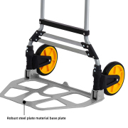 LEADALLWAY 265lbs Capacity Large Size Double Handle Dolly Cart with Ropes Heavy Duty Easy Push or Pull Folding Hand Truck,Steel Portable Cart with Telescoping Handle and Big Wheels