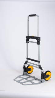 LEADALLWAY 265lbs Capacity Large Size Double Handle Dolly Cart with Ropes Heavy Duty Easy Push or Pull Folding Hand Truck,Steel Portable Cart with Telescoping Handle and Big Wheels