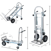 LEADALLWAY Convertible Hand Truck Aluminum Heavy Duty 3-in-1 Hand Dolly 770lbs Capacity