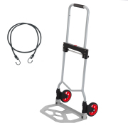 LEADALLWAY Dolly Cart Folding Hand Truck and Dolly,Steel Portable Cart with Telescoping Handle and Nylon+Rubber Wheels 220 lbs Capacity
