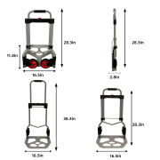 LEADALLWAY Dolly Cart Folding Hand Truck and Dolly,Steel Portable Cart with Telescoping Handle and Nylon+Rubber Wheels 220 lbs Capacity