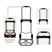 LEADALLWAY Dolly Cart Folding Hand Truck and Dolly,Steel Portable Cart with Telescoping Handle and Nylon+Rubber Wheels 220 lbs Capacity