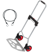 LEADALLWAY Dolly Cart Folding Hand Truck and Dolly,Steel Portable Cart with Telescoping Handle and Nylon+Rubber Wheels 220 lbs Capacity