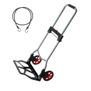 LEADALLWAY 240lbs Capacity Dolly Cart with Rope,Steel Portable Cart Telescoping Handle and Nylon+Rubber Wheels